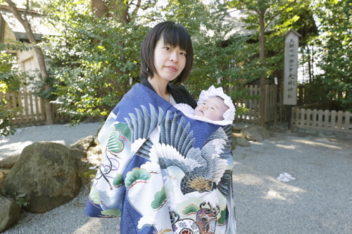 お宮参り写真 撮影場所 横浜 伊勢山皇大神宮 お宮参り着物レンタル１３