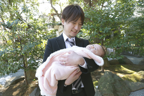 お宮参り写真 撮影場所 横浜 伊勢山皇大神宮 赤ちゃん、パパ