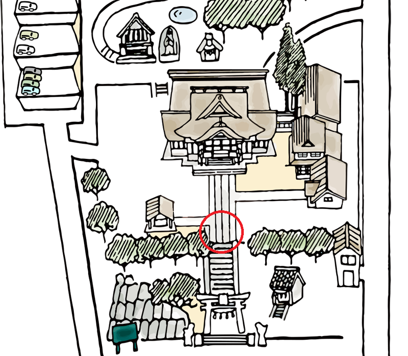 熊野師岡神社の撮影スポット 階段上