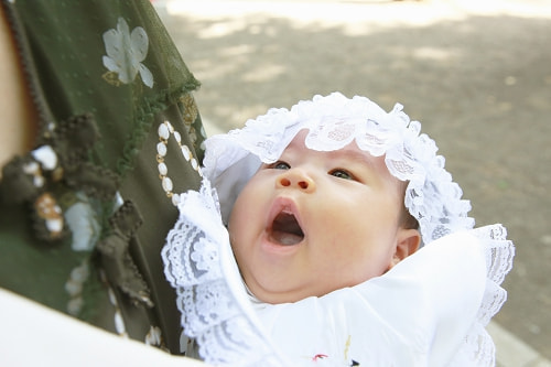お宮参り写真 撮影場所 西東京市 田無神社 赤ちゃん、女の子