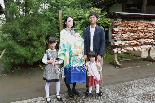 お宮参り写真 撮影場所 水天宮 日枝神社 お宮参り着物着付け、家族写真
