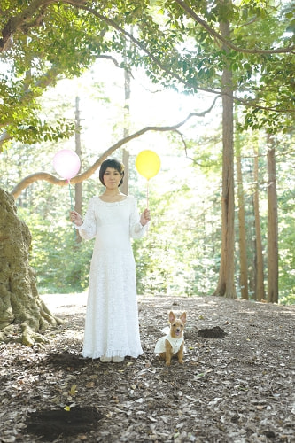 ブライダル(エンゲージメントフォト)写真 撮影場所 森(自宅) バルーン