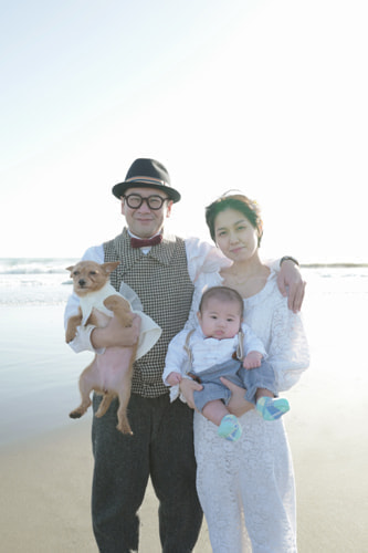 ブライダル(エンゲージメントフォト)写真 撮影場所 海(湘南) 鵠沼海岸、家族写真５