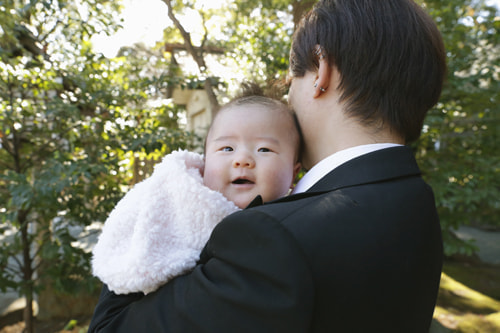 お宮参り写真 撮影場所 横浜 伊勢山皇大神宮 笑顔